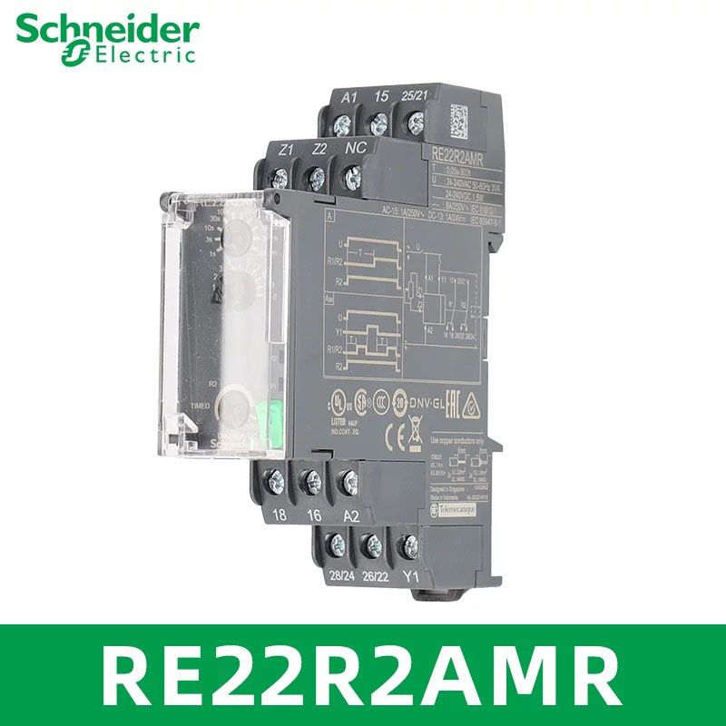 Schneider RE22R2AMR Supplier dual function relay, 8A, 2CO, 0.05s-300h, power on delay, 24...240V AC DC