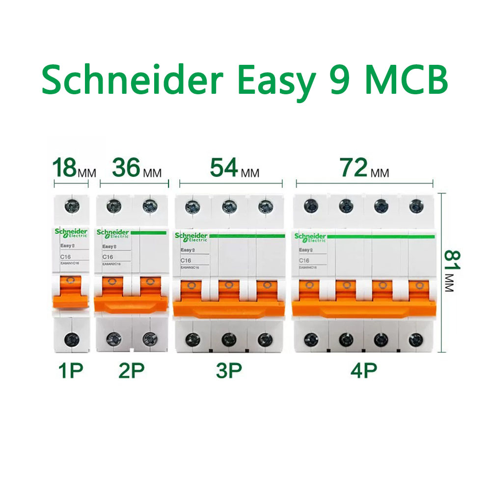 Schnieder Easy 9 C curve MCB Miniature Circuit Breaker 1P 2P 3P 4P